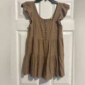 Entro Brown Flutter Sleeve Tunic